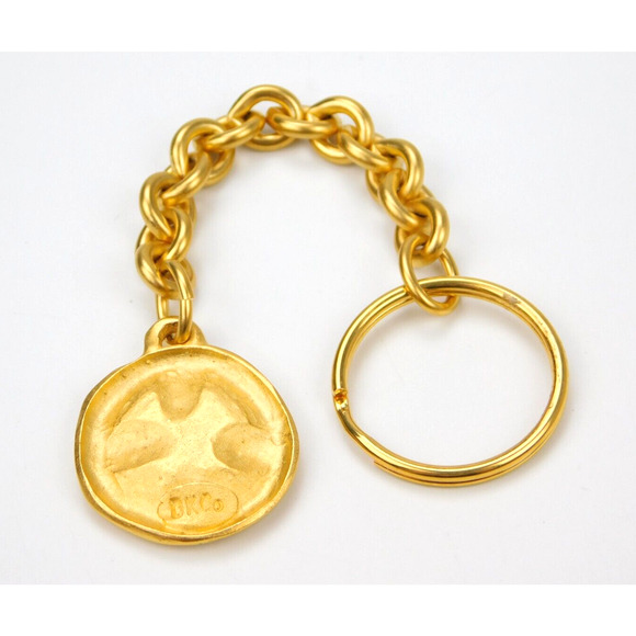 Vintage DKNY Donna Karen DK co "Wax Seal" Look Gold Tone Keychain 6" Long - Picture 3 of 4